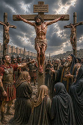 Jesus hangs on the cross